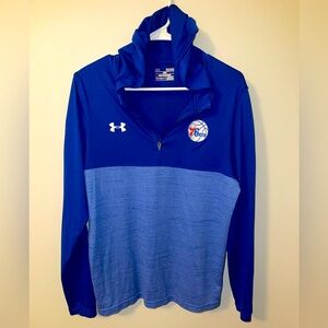 Under Armour Philadelphia 76ers Blue Two-toned Quarter Zip Hooded Sweatshirt